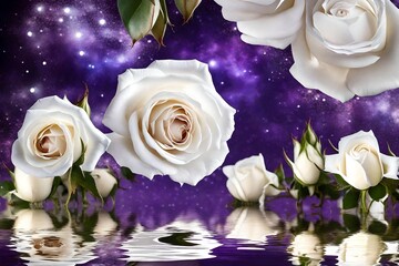 White roses on purple 