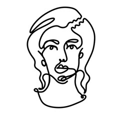 face of a woman one line style 
