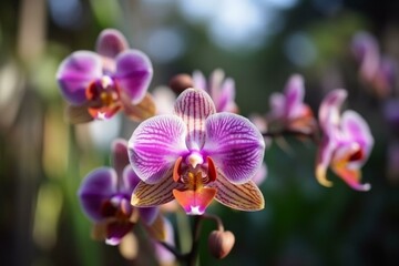 Beautiful view of an orchid flower in the garden. Generative AI