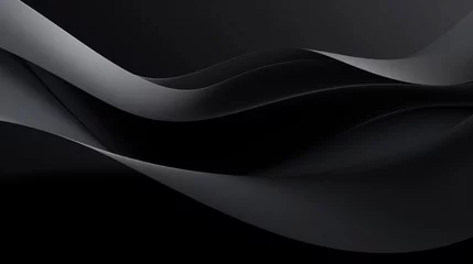 Foto op Canvas Black waves abstract background design. Black Friday Sale concept. Modern premium wavy texture for banner, business backdrop. Luxurious shiny elegant wave illustration. © Oksana Smyshliaeva
