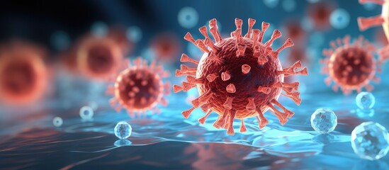 Illustration of Covid 19 vaccination concept with virus themed background