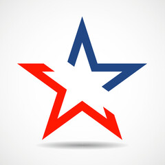 USA flag in star shape. American star. American flag icon. Vector illustration