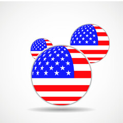 Flag of the United States in form globe. Vector illustration