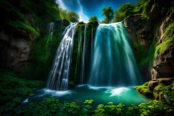 beautiful waterfall in the jungle