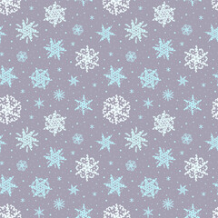 Christmas seamless pattern with snowflakes, winter background.
