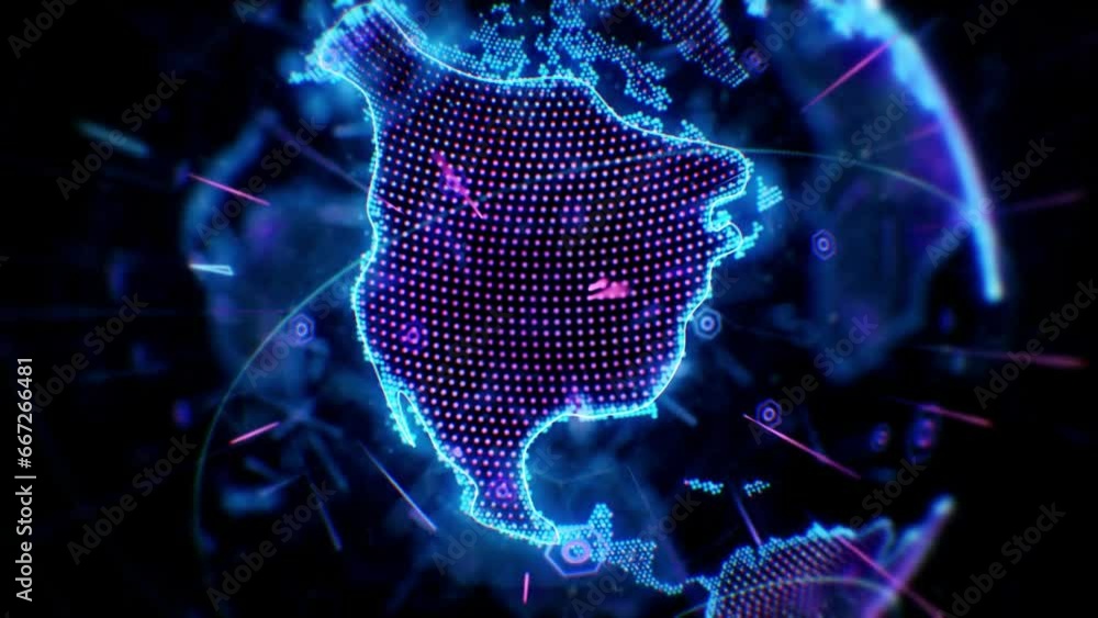 Poster globe hologram, global network and communication map, digital transformation and 3d universe on dark