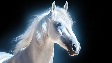 White-maned horse in soft light. Generative AI