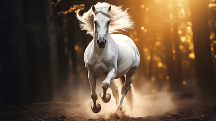 Obraz na płótnie Canvas White-maned horse in soft light. Generative AI