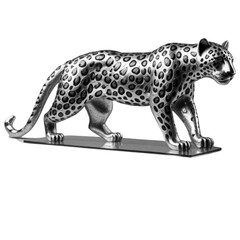 Statue - silver brazilian jaguar statue isolated on transparent background