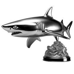 Statue - silver shark statue isolated on transparent background (2)