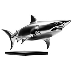 Statue - silver shark statue isolated on transparent background
