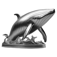 Statue - silver whale statue isolated on transparent background (3)