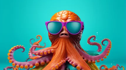 Fotobehang funny octopus with a sunglasses © Daniel