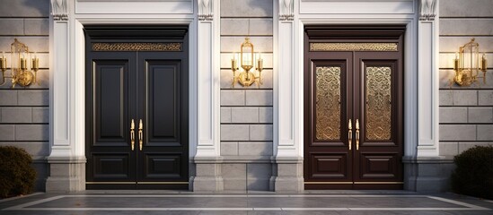Fototapeta na wymiar Luxury houses timeless entry doors