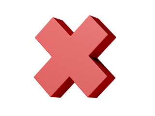 Obraz premium Red x mark. Isolated. Cross sign. 3d illustration.