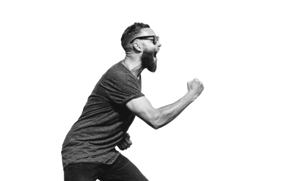 Crazy hipster guy emotions. Collage in magazine retro style 