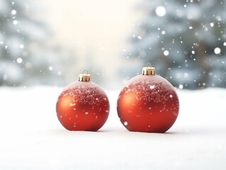 background wallpapers with Christmas tree balls in the snow