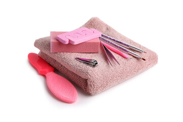 Set of professional tools for pedicure isolated on white background © Pixel-Shot