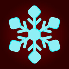 Snowflake icon. Vector. Blue gradient icon on red background.