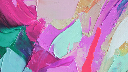 Closeup of a painting by oil and palette knife. Highly-textured, high quality details. Fragment of...
