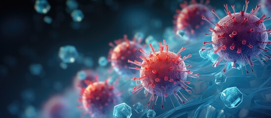 Doctor fights contagious pathogen cells researching cure with Artificial Intelligence illustrations for virus vaccines and flu coronavirus disease control