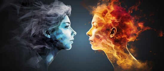 Mental Health Awareness Month in May focuses on understanding bipolar disorder mood disorders and the concept of dual personality in psychology - obrazy, fototapety, plakaty