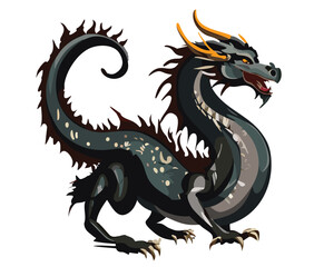 伝説上の生物ドラゴン龍 ,竜のベクターイラスト　辰年　年賀状素材白背景