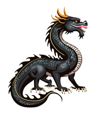 伝説上の生物ドラゴン龍 ,竜のベクターイラスト　辰年　年賀状素材白背景