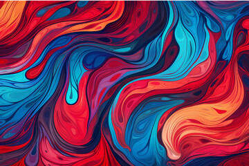 Abstract background with multicolored lines and waves in blue and red colors
