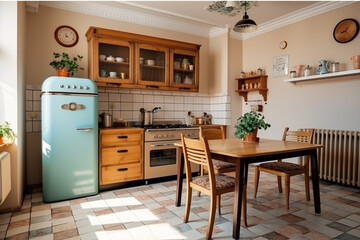 Kitchen interior with furniture and utensils. Furniture in a modern style.