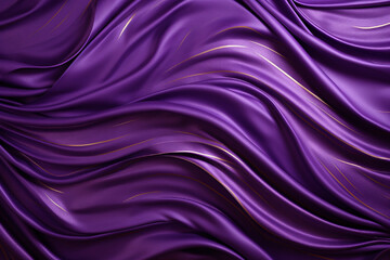 Fototapeta premium Purple satin fabric texture background. Closeup of rippled purple silk fabric.