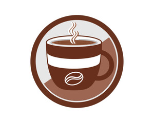 Coffee in a glass, color drawing in a circle, for advertising and design