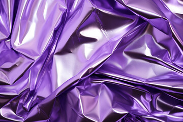 Purple satin fabric texture background. Closeup of rippled purple silk fabric.