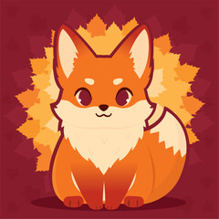 Isolated cute fox autumn animal character Vector