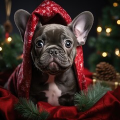 Cute Dog Celebrates Christmas