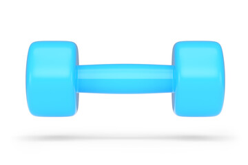 Rubber blue dumbbell isolated on white background