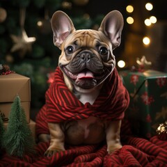 Cute Dog Celebrates Christmas