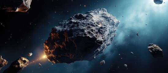 Fototapeta na wymiar Asteroid depicted in Artificial Intelligence rendering