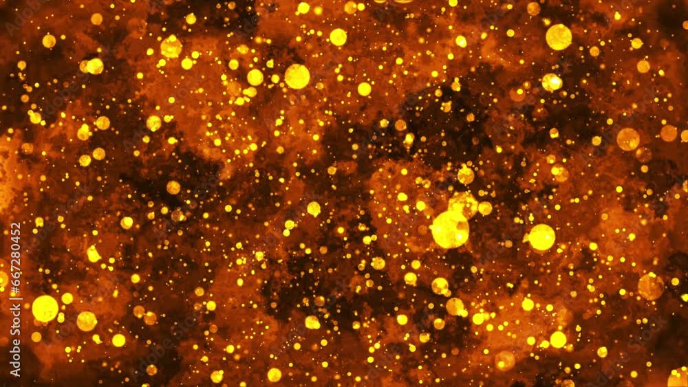 Poster animated particles flying in space. flying luminous, flickering particles. abstract technology backg