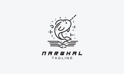 Narwhal vector logo icon illustration minimalistic design