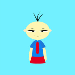cartoon character with a red tie and blue shirt