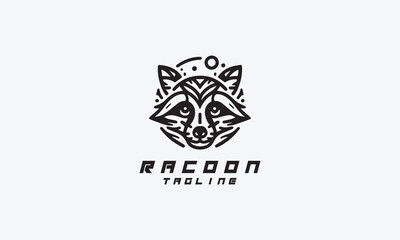 Racoon vector logo icon illustration minimalistic design