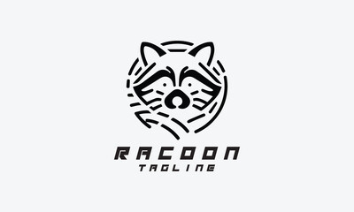 Racoon vector logo icon illustration minimalistic design