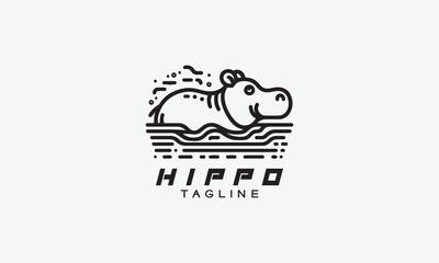 Hippo vector, logo, icon, illustration, minimalistic design