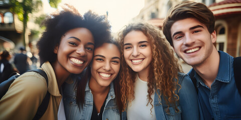 Fototapeta premium group of college students, friends studies concept