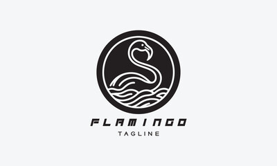Flamingo vector logo icon illustration minimalistic line art style  - obrazy, fototapety, plakaty
