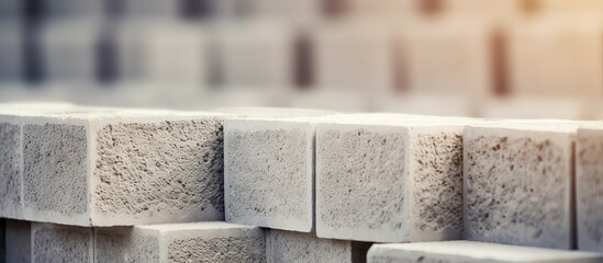 A stack of concrete blocks for industrial and home design purposes representing business technology building and exterior textures