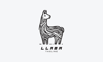 Llama vector logo icon illustration in minimalistic style © Vectors.in