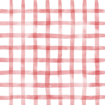 Red Plaid Hand Drawn Background
