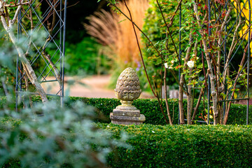 Sculpture in English country garden